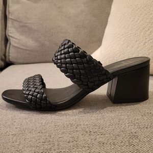 A New Day Black Braided Block Sandal Heels Size 8